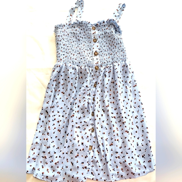 Sienna Sky Blue Floral Cottage Core Print Sun Dress - Picture 3 of 10